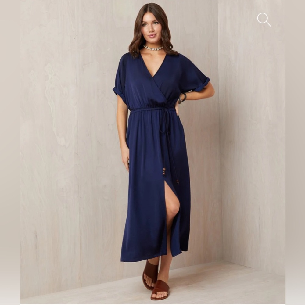 Karen Kane Navy Blue Wrap Maxi Dress